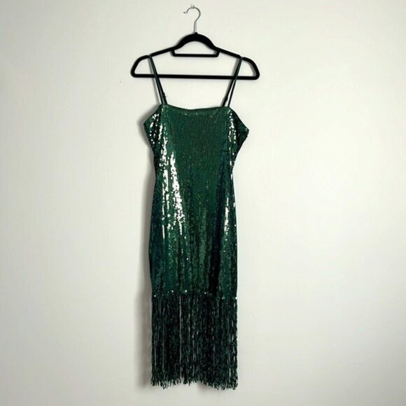 SHEIN green sequin tassle dress Medium - Picture 2 of 7